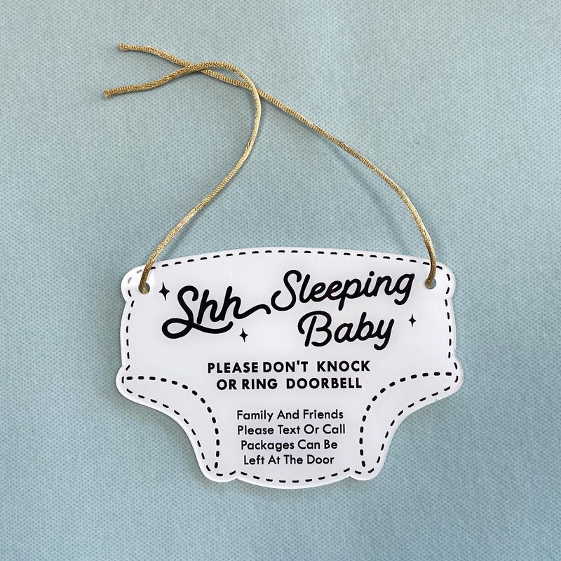 LEMBANG Small Baby Sleeping Hanging Sign,Do Not Knock Or Ring The Bell, Door Hanger for Baby Room, Nursery, Front Door (diaper) - Image 2